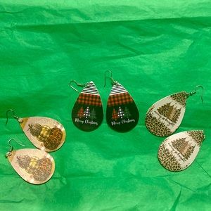 Bundle of 3 holiday dangle earrings : Thanksgiving Autumn Harvest and Christmas